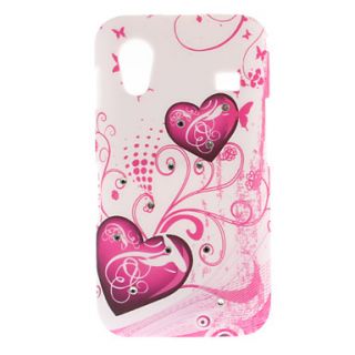 Purple Heart Pattern Hard Case with Diamond for Samsung Galaxy Ace S5830