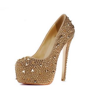 Leather Stiletto Heel Pumps With Rhinestone / Rivet Party / Evening Shoes