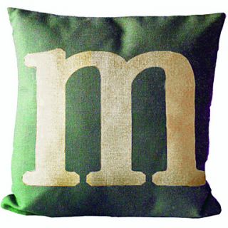 English Letter M Cotton/Linen Decorative Pillow Cover