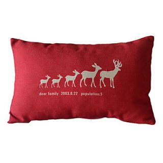 Deer Family Cotton/Linen Decorative Pillow Cover