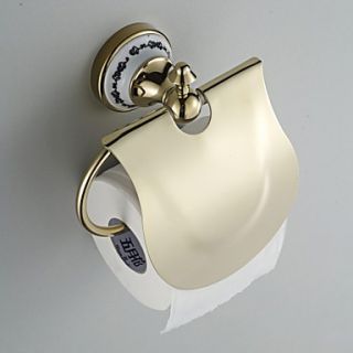 Ceramic Wall Mount Golden Ti PVD Toilet Roll Holders