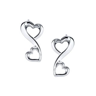 Love Grows Sterling Silver Double Heart Drop Earrings, Womens