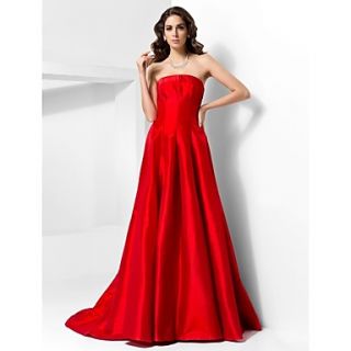 A line Strapless Court Train Satin Evening Dress inspired by Jennifer Aniston at the 85th Oscar