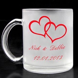 Personalized Frosted Glass   Embracing Heart (More Colors)