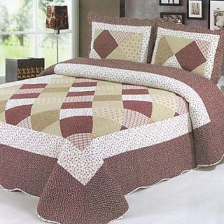 3 Piece Country Washed Cotton Plaid Quilt Set
