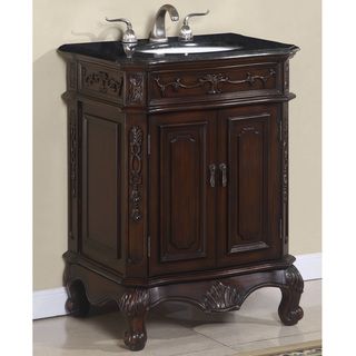Fortuna Single Sink Bathroom Vanity (Brown cherryType Bathroom vanityMaterials Marble, MDF, porcelain, brass Wood finish Brown cherry Hardware finish Bronze Glass NonePre drilled for standard 8 inch faucetFaucet Not included Cutout for sink YesWhit
