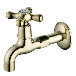 Ti PVD Finish Wall Mount Antique Style Brass Bathroom Sink Faucets (Washing Machine Faucets)