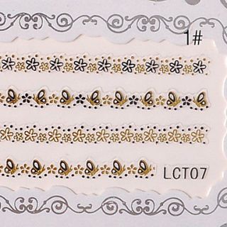 3PCS Nail Art Lace Transparent Nail Stickers No.3(Assorted Colors)