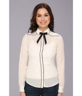 Maison Scotch Shirt w/ Contrast Binding Womens Long Sleeve Button Up (Beige)