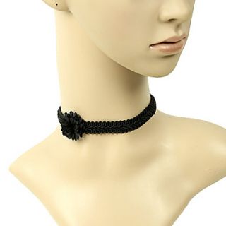 Black Lace Flower Knitted Short Necklace
