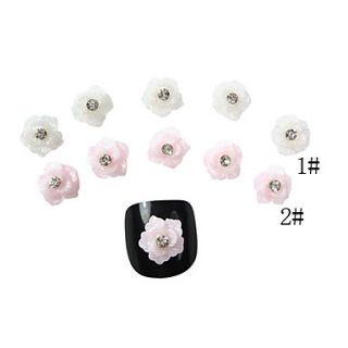 20PCS 3D Resin Finger Nail Decorations Floral Flower 10Mm (Assorted Color)
