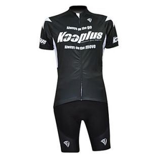 Kooplus 100% Polyester Short Sleeve Quick Dry Mens Cycling Suits(Black And White)