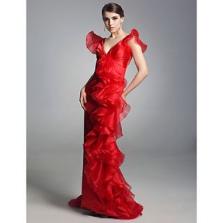 Organza Sheath/Column V neck Floor length Evening Dress inspired by Sex and the City