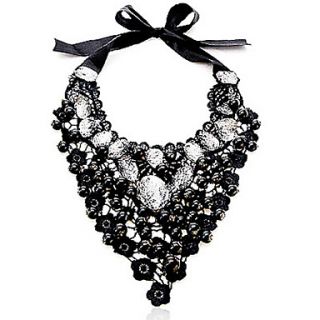 Womens Exaggerated Black Pearl False Collar Necklace