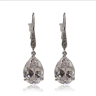 Charming Platinum Plated Cubic Zirconia Drop Earrings