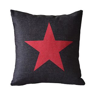 Red Star Cotton/Linen Decorative Pillow Cover