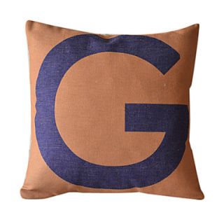 English Letter G Cotton/Linen Decorative Pillow Cover