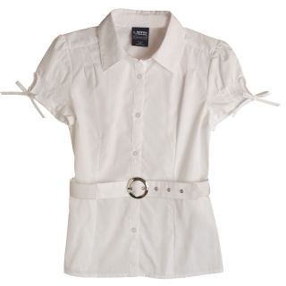 French Toast Self Belted Blouse   Girls 4 6x, White, Girls
