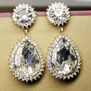 Womens Crystal Water Drop Earrings