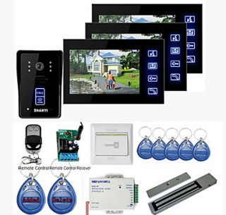 New 7 Touch Panel Video Door phone System with 3 Monitors(RFID keyfobs,Magnetic lock,Remote Control)