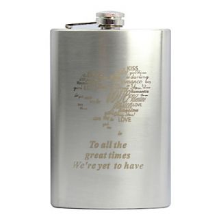 Personalized Heart Design Stainless Steel 9 oz Flask