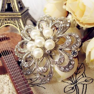 Womens Elegant Pearl Flower Brooch