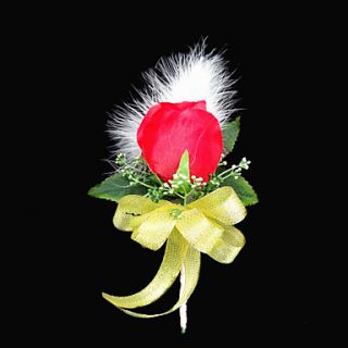 Pretty Satin / Cotton With Feather Free form Boutonniere