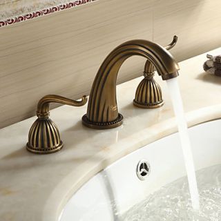 Sprinkle by Lightinthebox   Antique Brass Finish Widespread Bathroom Sink Faucet
