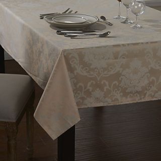 Classic Polyester Cotton Blend Beige Jacquard Floral Table Cloths