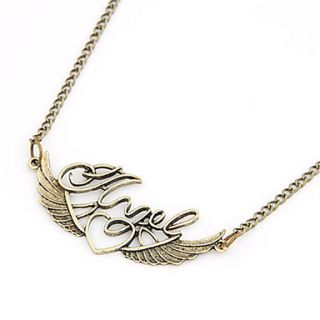 Vintage Alloy Love Wings Pattern Necklace