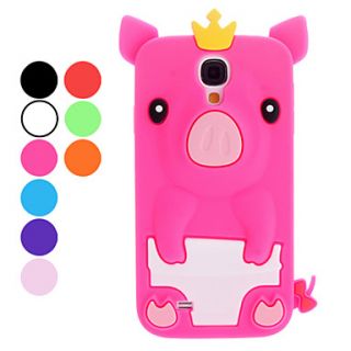 Lovely Cartoon Pig with Crown Soft Case for Samsung Galaxy S4 I9500 (Assorted Colors)