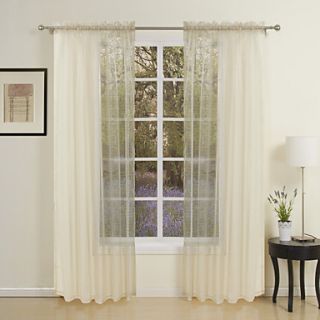 (One Pair) Modern Beige Polyester Sheer Curtain