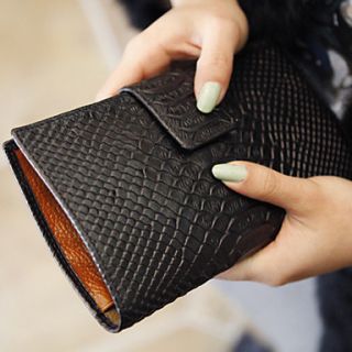 Womens Work Simple Crocodile Genuine Leather Wallet