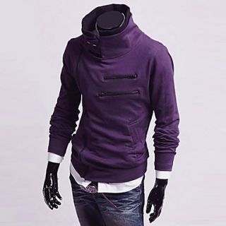 Mens Diagonal Zipper Stand Collar Fleece Jacket(Zipper Random)