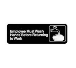 Winco EMPLOYEES MUST WASH HANDS BEFORE RETURNING TO WORK Sign, Symbol, 3 x 9 in, Black