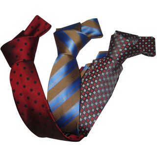 Dmitry Boys Italian Silk Patterned Ties (set Of 3) (Red, blue, greyApproximate length 48 inchesApproximate width 2.25 inchesMaterials 100 percent silkMade in ItalyCare instructions Dry clean )