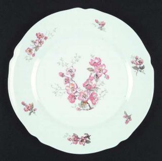 Arcopal Florentine Dinner Plate, Fine China Dinnerware   Pink Flowers, Gray Leav