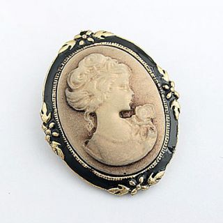 Antique Copper Alloy Lady Head Portrait Brooch