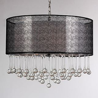 160W Modern Pendant Light with 4 Lights Fissure Style Shade Glass Water Droplet