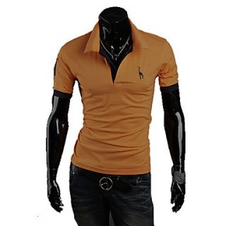 Mens Lapel Embroidery Solid Color Short Sleeve Polo Shirt