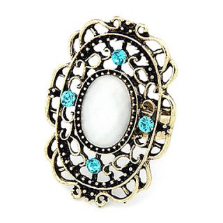 Vintage Alloy Zircon Oval Gem Pattern Ring(Assorted Colors)