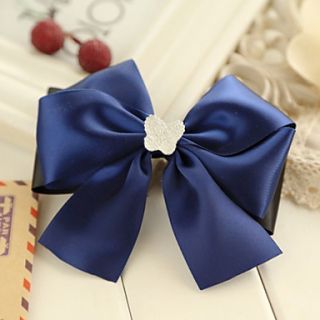 Womens Elegant Sea Blue Bow Silk Handmade Hair Clip