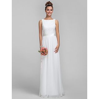 Sheath/Column Bateau Chiffon and Lace Bridesmaid Dress