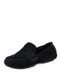 Womens Sadie Deconstructed Shearling Moccasin, Black   Cole Haan