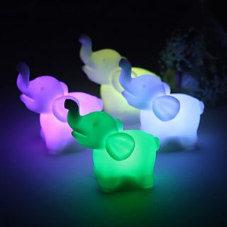 Lovely Vinyl Elephant LED Lamp   Set of 4 (Color Changing, Built in Botton Cell)