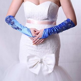 Fashion Satin Fingerless Elbow Length Wedding/Evening Gloves With Sequins(More Colors)