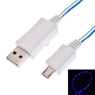Micro USB to USB Data Sync and Charge Cable with Blue Flowing Light for Samsung Galaxy S3 I9300, S4 I9500 and others