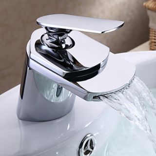 Contemporary Waterfall Bathroom Sink Faucet (Chrome Finish)