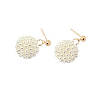 Gold Plated Alloy Pearl Bead Pattern Earrings