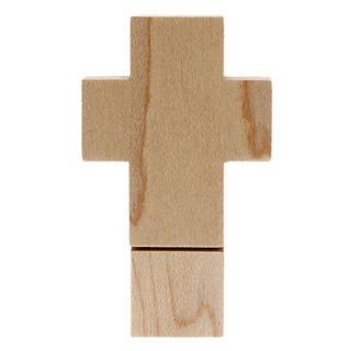 16GB Fashionable Design Wooden Cross Shaped USB Flash Drive (Brown)